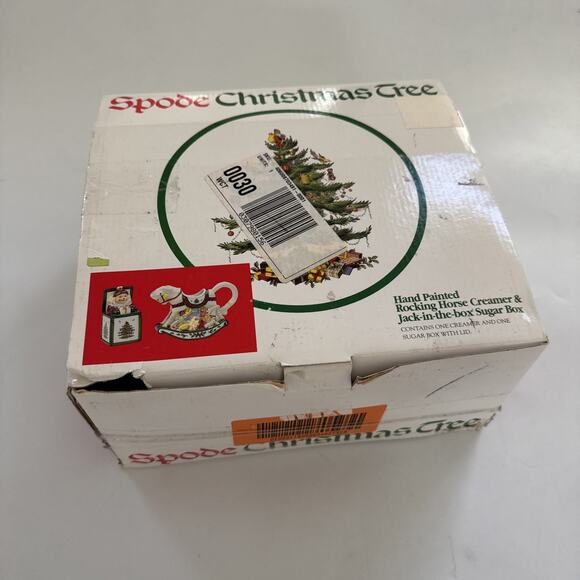 VTG SPODE Christmas Tree Jack in the box Sugar Bowl Rocking Horse Creamer - Picture 12 of 12